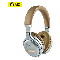 Навушники та гарнітура бездротові Bluetooth блютуз з шумозаглушенням MC80 LED, MP3 плеєр, FM Сріблястий