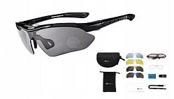 Захисні тактичні чорні окуляри для військових зі змінними лінзами Rockbros.