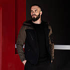 Чоловіча куртка із Soft Shell з капюшоном чорна осінна до -0*C ea Ветровка демісезонна на флісі, фото 3