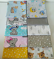 Дитячі простирадла у ліжечко манеж з коронами, зірочками, ведмедиками, рожевого, блакитного, сірого кольору