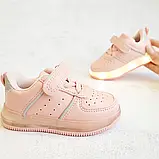 Кросівки, кеди на ліпучці рожеві світні для дівчинки устілка шкіряна із супінатором Розмір 23, фото 2