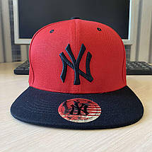 Кепка Snapback New York Yankees NY MLB Нью-Йорк Янкіз Червона з Чорним Козирком, фото 6