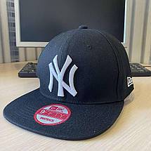 Кепка Snapback New York Yankees NY MLB Нью-Йорк Янкіз Чорна з білим Лого, фото 3