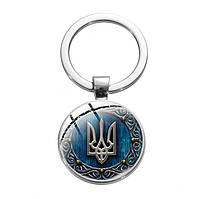 Брелок Украинская символика тризуб на синем фоне