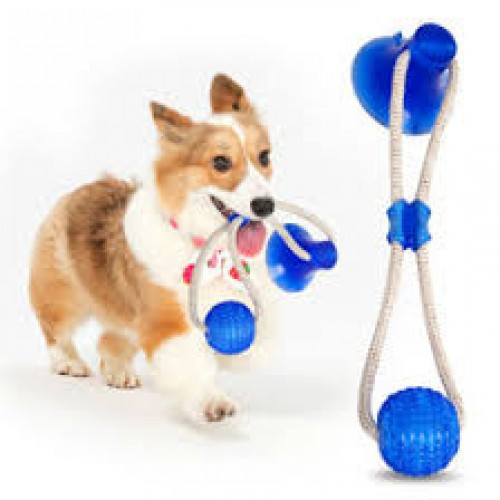 Гумова іграшка для собак канат на присосці з м'ячем 50479