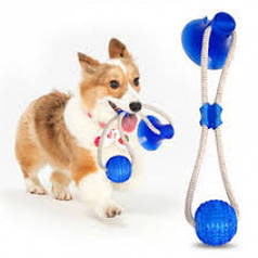 Гумова іграшка для собак канат на присосці з м'ячем 50479