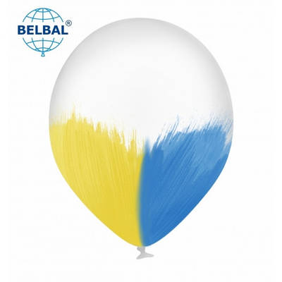 (B105, 30 см) Brush без глітера, браш синьо-жовтий. Куля повітряна латексна. Патріотичні кулі