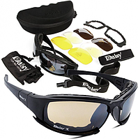 Захисні тактичні окуляри з поляризацією Daisy X7 Black + 4 комплекти лінз
