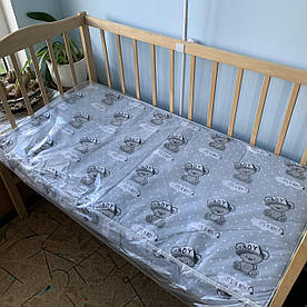 Матрац дитячий у ліжечко (кокос, поролон, кокос) товстий 10 см сірий