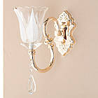 Бра золоте у формі квітки з кришталевим декором (OU042/1W), фото 2