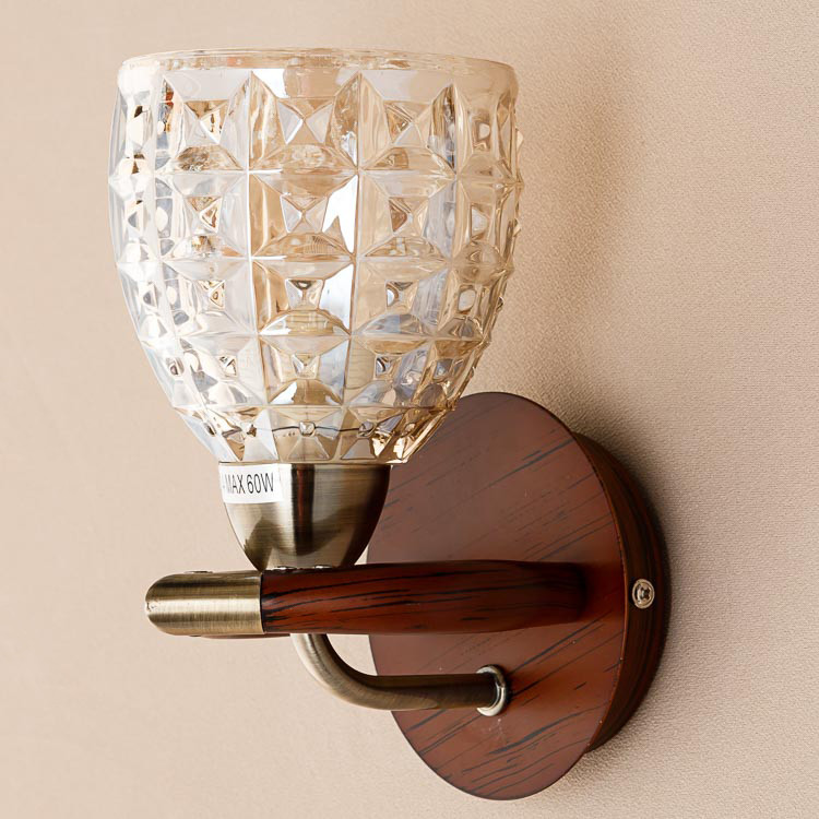 Бра коричневого кольору з фігурним плафоном зі скла (NN013/1W), фото 1