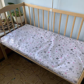 Матрац ортопедичний у ліжечко для новонароджених кокос + поролон 60х120х6 см білий з рожевим