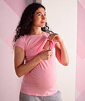 Футболка для беременных и кормления 50/52, Нежно розовый