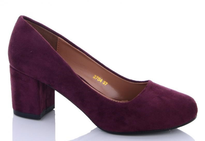 Туфлі жіночі човники Gukker середній каблук еко замша бордо, фото 1