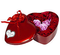 Набор подарочный-"Розы-12шт" из мыла в коробке-сердце 12*12*4,5см 868-1