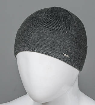 В'язана шапка з відворотом Nord (172912_бф), Темно-сірий