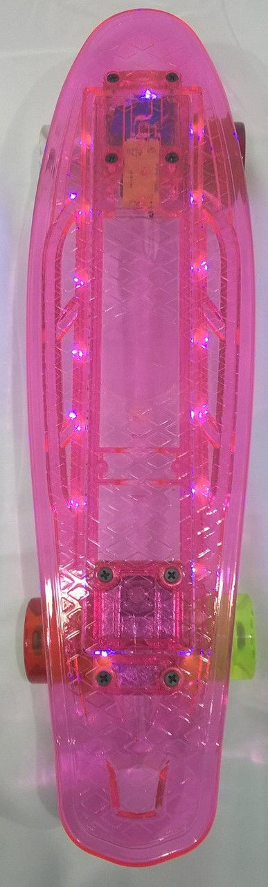 Penny Board LED прозорий рожевий