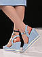 Босоножки жіночі блакитні на танкетці Б1397, фото 6