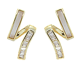 Сережки Xuping QQMM Позолота 14K пусети "Стрічечки з цирконієм та перламутром", фото 4