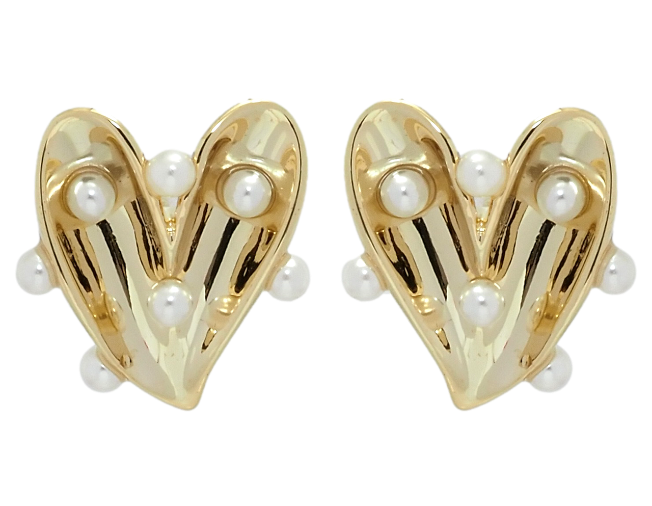 Сережки Xuping QQMM Позолота 14K пусети "Сердечки з перлинами"