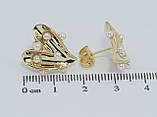 Сережки Xuping QQMM Позолота 14K пусети "Сердечки з перлинами", фото 3