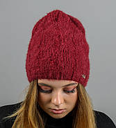 Подовжена шапка жіноча "Травичка" (5551), Бордо, фото 3