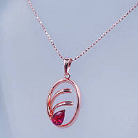 Кулон на ланцюжку XР. Позолота ЧВ. Камені: малиновий циркон. Довжина ланцюжка: 45 см Кулон: 29 мм