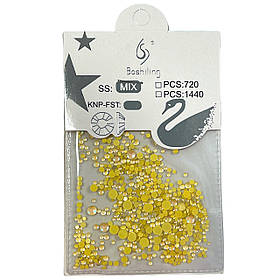 Набір жовтого неонового каміння №9, різних розмірів, для дизайну нігтів