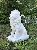 Садова фігура, скульптура, статуетка білого Лева для декору саду та двору, ручної роботи 34 см