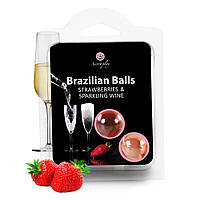 Набір лубрикантів BRAZILIAN BALLS STRAWBERRY&SPARKLING WINE