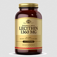 Лецитин Невибілений 1360 мг, Natural Soya Lecithin, Solgar, 100 капсул