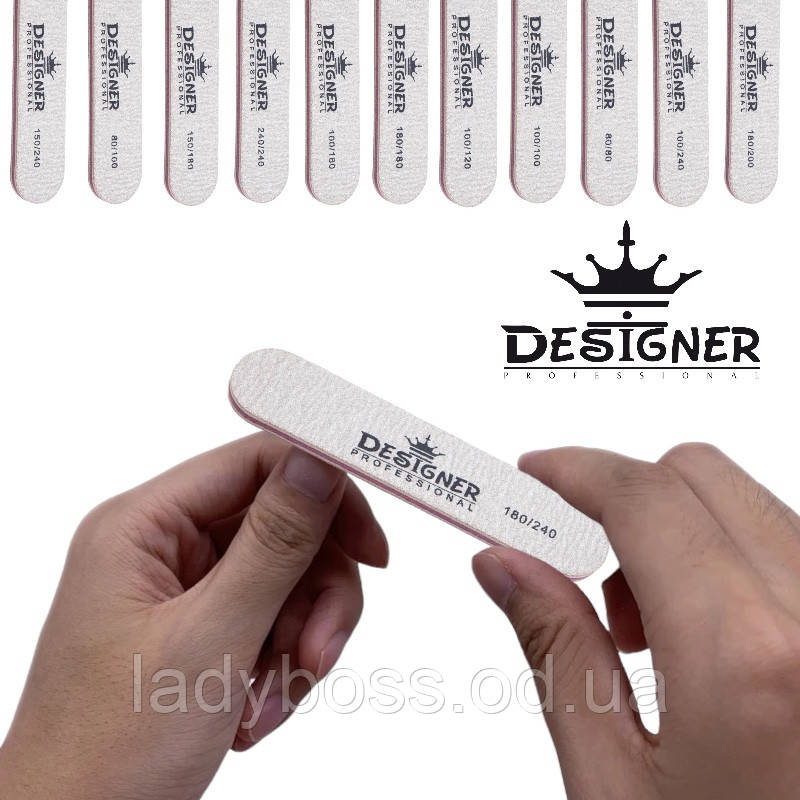 Пилочка Designer / Дизайнер, міні овальна (сіра) для нігтів, 1 шт.