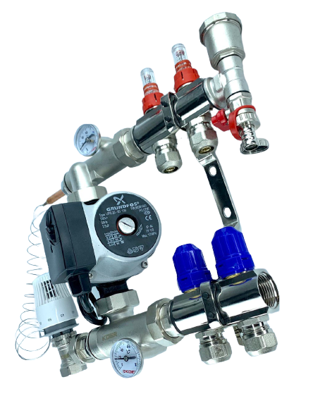 Коллектор для теплої підлоги GROSS Польща в сборі з НАСОСОМ на 2 контури