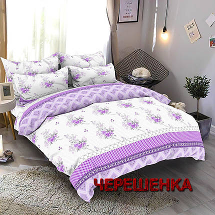 Тканина для постільної білизни Бязь "Gold" Lux GL7896violet (50м) квітковий принт (бузковий), фото 1