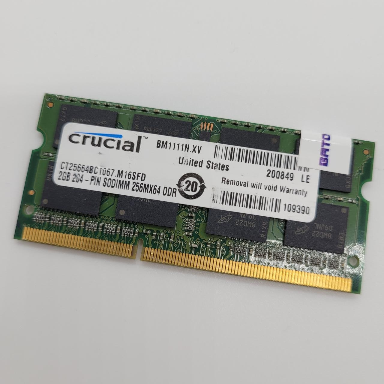 Оперативна пам'ять для ноутбука Crucial SODIMM DDR3 2Gb 1066MHz 8500S CL7 (CT25664BC1067.M16SFD) Б/В