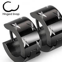 Черные серьги кольца Spikes SE2123 стальные