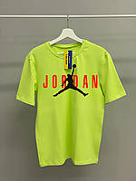 Мужская стильная оверсайз футболка кислотного цвета с принтом Jordan