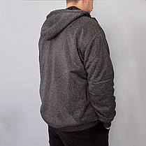 Кофта спортивна зимова на хутрі з каптуром Спортивна кофта чоловіча зимова у великих розмірах (70-78) Темно-сірий колір, фото 2