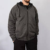 Кофта спортивна зимова на хутрі з каптуром Спортивна кофта чоловіча зимова у великих розмірах (70-78) Темно-сірий колір, фото 3