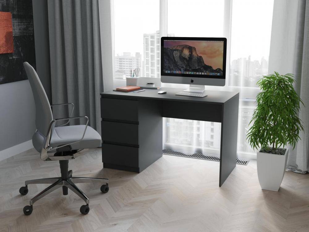 Комп'ютерний стіл, 3 висувні ящики, фасад без ручок Ш1200*В755*Г600 антрацит, фото 1