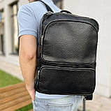 Рюкзак шкіряний чоловічий CHARGE для ноутбука чорний натуральна шкіра, фото 2