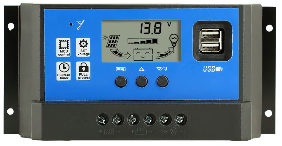Контролер заряду KW1260 з 2USB портами W88-F (60А 12\24В), фото 1