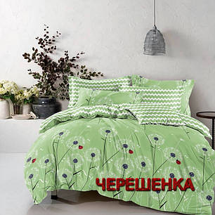 Тканина для постільної білизни Бязь "Gold" Lux GL1826 (A+B) - (50м+50м) кульбаби на зеленому, зелений зигзаг, фото 1