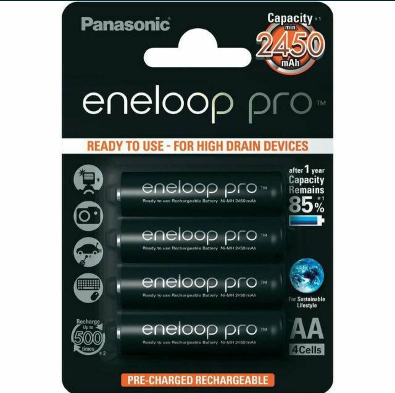 

Аккумулятор АА аккумуляторные батарейки Panasonic Eneloop Pro AA 2450 mAh 4 шт