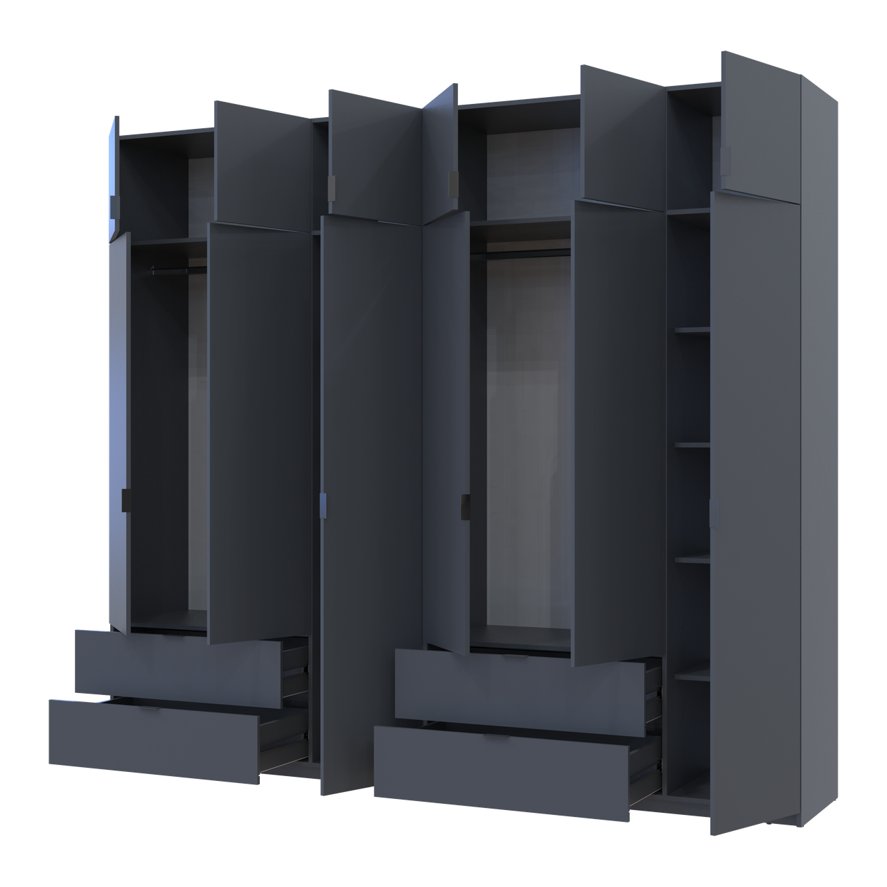 Розпашна Шафа для одягу Doros Лукас Графіт 3+3 ДСП 270х50х240 (42005117) 2