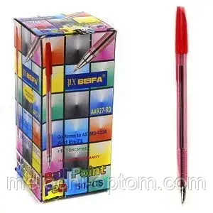 Ручки кулькові "Beifa" (50шт/уп) червоні