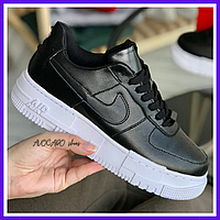 Кроссовки женские Nike Air Force Pixel black white / Найк аир Форс Пиксель черные с белой