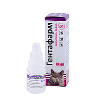 Гентафарм 0,4% очні краплі для собак, кішок, кроликів, декоративних тварин і птиці, 10 мл