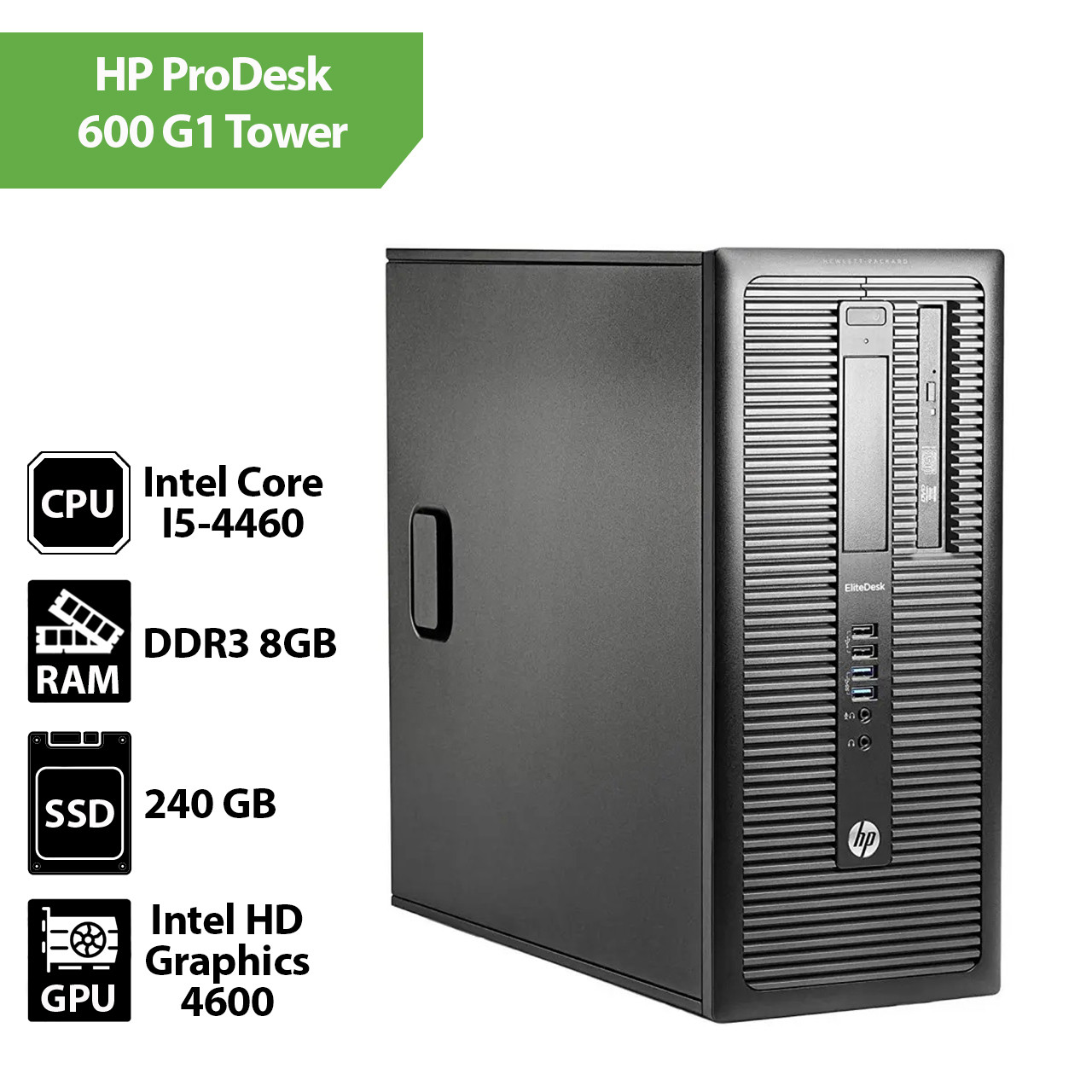 Системний блок HP ProDesk 600 G1 Tower (Core I5-4460 / 8Gb / SSD 240Gb)