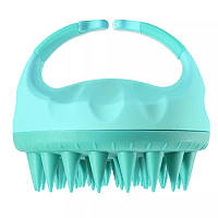 Щетка-массажер для мытья кожи головы полимерный с силиконовыми зубцами (зеленый)